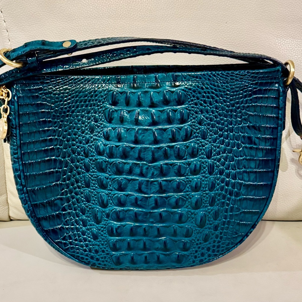 BRAHMIN SHAYNA .. Elegant Teal Crocodile-Embossed Women's Bag - Picture 2 of 4